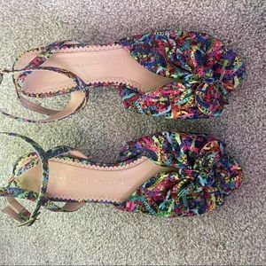 Charlotte Olympia rainbow ribbon wedges size 39